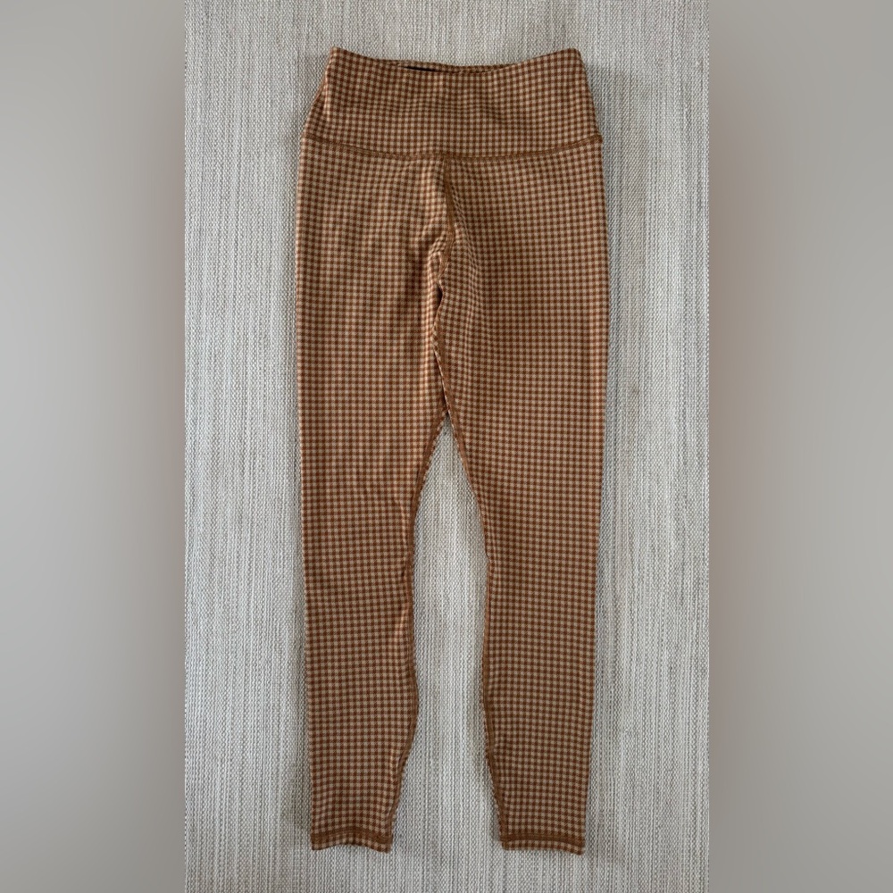 Madewell MWL flex high rise brown checkered‎ 25” athletic leggings women’s S